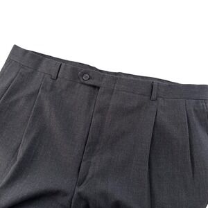 Vintage Christian Dior Men's Dark Gray Wool Pleated Dress Pants 40x28